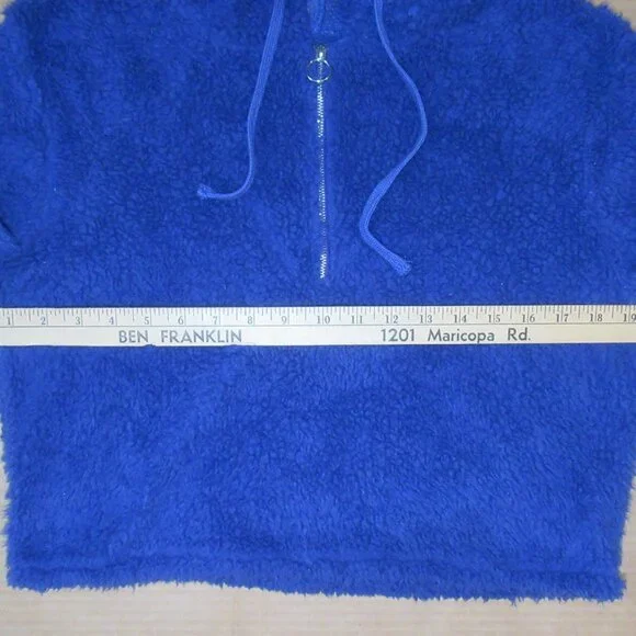 Cotton On Plush Sherpa Cropped Half-Zip Hoodie | Size Medium - Picture 5 of 10